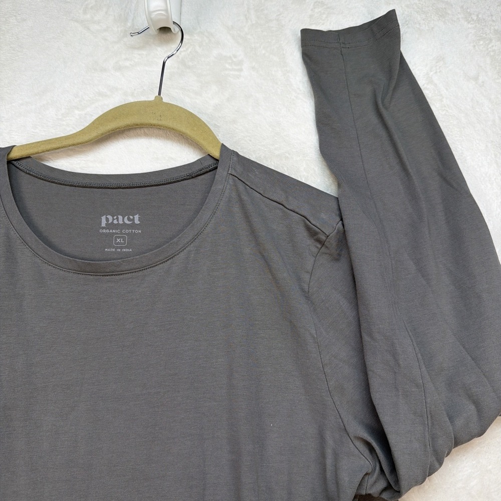 Pact Long Sleeve Top Women's XL Gray‎ Organic Cotton Stretch Casual Basic Tee